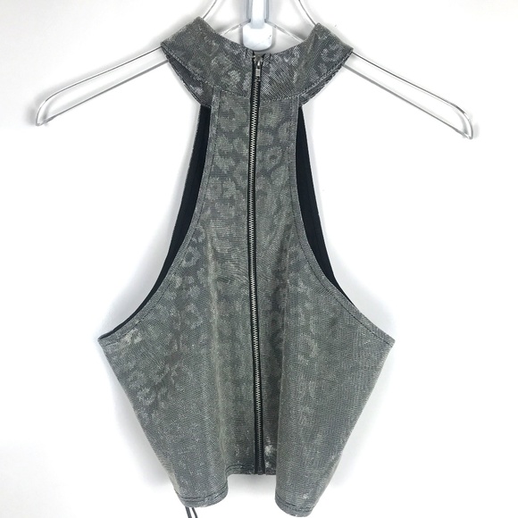 Topshop Metallic Animal Cheetah Print Crop Top - Picture 4 of 6